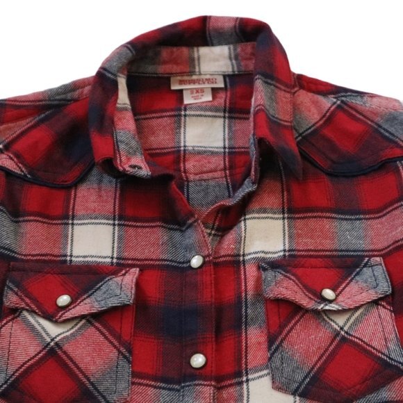 Mossimo Western Style Long Sleeve Plaid Flannel Button Down Shirt Size XS - Picture 4 of 13